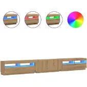 vidaXL Armoire TV avec lampes LED Chêne Artisan 300x35x40 cm