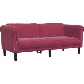 vidaXL Canapé 2 places vin rouge velours