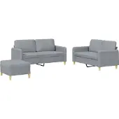 vidaXL Ensemble de canapés 3 pièces avec coussins Tissu gris clair