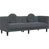 vidaXL Canapé avec coussins 3 places gris foncé velours