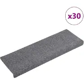 vidaXL Tapis d'escalier autocollants 30 pièces 65 x 21 x 4 cm Gris clair Bord rectangulaire