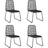 vidaXL Chaises de jardin 4 pcs. Poly rotin noir