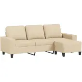 vidaXL Canapé 3 places avec pouf Crème 180 cm Tissu