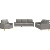vidaXL Ensemble de canapés 3 pièces avec coussins Tissu Taupe