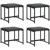 vidaXL Tabourets de jardin avec coussins lot de 4 noir acier/textilène