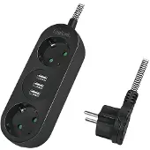Logilink - Rallonge - CA 250 V - 3680 Watt - Ports de sortie : 2 (3 x USB type A, 2 x CEE 7/3) - 1.5 m - Allemagne - noir, blanc (câble)