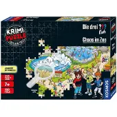 Kosmos Puzzle policier Die Drei ? ?? Kids Chaos im Zoo, jeu de devinettes, puzzle, avec histoire courte, 150 pièces, 697990