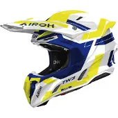 Airoh Twist 3 Dynasty, casque de motocross ,Bleu/Blanc/Jaune Néon ,M