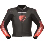 Modeka Yron, veste en cuir ,Noir/Rouge ,56