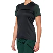 100% Maillot de vélo à manches courtes pour femmes, modèle Ridecamp, taille L, couleur anthracite/vert forêt - respirant...