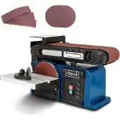 Scheppach Ponceuse à bande et à disque BTS900 avec 6 accessoires | Ponceuse 370W | 230V | 2850 min-1 | Plateau de ponçage Ø 150mm | Ponceuse à bande