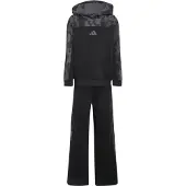 Adidas Survêtement 'Seasonal Essentials Hooded Fleece Jogger Set Little' anthracite / gris foncé / noir