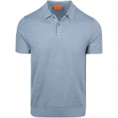 Suitable Polo Maille Coton Lin Bleu