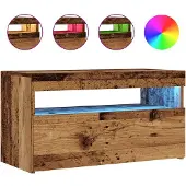 vidaXL Armoire TV avec lampes LED imitation vieux bois 75x35x40 cm