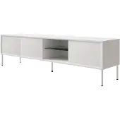 Selsey Modity - Armoire TV 3 portes avec étagère en verre et éclairage, 175 cm, Blanc