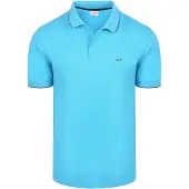 Sun68 Polo Col Rayé Fin Bleu Clair