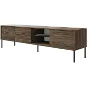 Selsey Modity - Armoire TV 3 portes avec étagère en verre et éclairage, 175 cm, aspect bois noyer