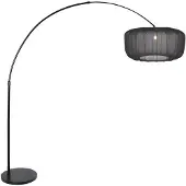 Steinhauer Lampe à arc noir Vela Lino avec teinte noire Ø60cm