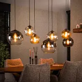 Lyora Lampe pendante avec 7 abat-jours en verre Multi