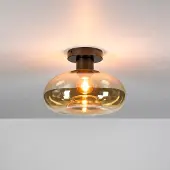 Lyora Lampe de plafond en verre Soll Ø 27cm - verre ambré
