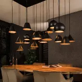 Lyora Lampe pendante XXL Metal 18 lumières - noir