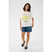 Kaffe T-shirt jaune / noir / blanc naturel