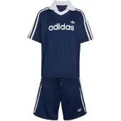 Adidas Originals Set 'LOOSE POLO PINSTRIPE SHORT TEE' bleu marine / blanc