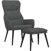 vidaXL Fauteuil relax avec pouf Tissu gris foncé