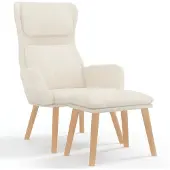 vidaXL Fauteuil relax avec pouf blanc crème velours