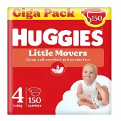 Huggies Couches pour bébés Little Movers, Taille 4 (7 à 18 kg), 150 couches avec motifs Disney, Giga pack