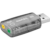 Goobay 95451 Carte son USB 2.0, transparente - pour connecter des microphones et des haut-parleurs avec prise jack 3,5 mm au PC