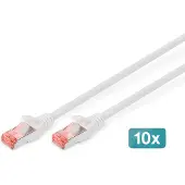 Digitus DK-16440025WH10 Câble de raccordement Cat. 6, S/FTP, 0,25 m, bleu, 10 unités