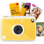 Kodak Printomatic+ Appareil Photo Instantané 10MP avec LED RGB, Impression Zink 2x3" - Jaune
