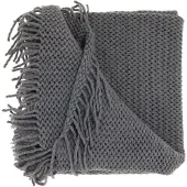 Unique living Châle tricoté avec frange Kos gris foncé