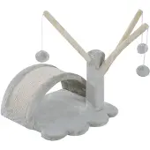 Aosom Reposoir et griffoir pour chat D30-100, arbre à chat, aggloméré, peluche, gris clair, 38 x 38 x 40 cm