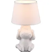 Reality Lampe de table en céramique NILSON singe ne rien entendre abat-jour en tissu blanc 27 cm