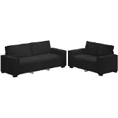 vidaXL Ensemble de canapés 2 pièces avec coussins Noir velours