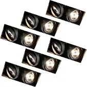 QAZQA Lot de 6 spots encastrés noirs GU10 AR70 sans bordure 2 lumières - Oneon