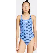 Adidas Logo Graphic V-back Swimsuit Bleu 38 Femme
