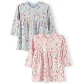 MINOTI Robe bleu pastel / jaune foncé / rose / pitaya