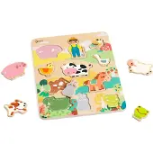 Classic World Puzzle/jeu d'encastrement « La ferme » en bois sous film plastique, 21 x 30 cm, à partir de 18 mois