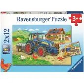 Ravensburger 2 x 12 pièces Kinder Puzzle Baustelle und Bauernhof 07616