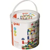 Goki Wooden Building Blocks in Tub - Colour, 100dlg.