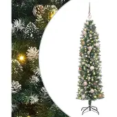 vidaXL Arbre de Noël artificiel élancé vert et blanc 150 cm