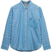 Superdry Femme Chemise Poplin Manches Longues Coupe Décontractée Blue Taille: 34