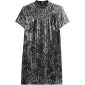 Superdry pour femme. W8012021A Robe à paillettes argentées (L), Fête, Polyester, Manche courte