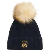 Superdry Femme Bonnet en Maille Torsadée Luxe, Bleu Marine