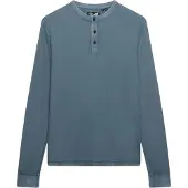 Superdry Lite Textured Grandad Long Sleeve T-shirt Bleu S Homme