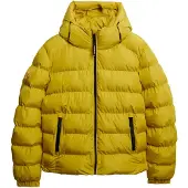 Superdry pour homme. M5011905A Veste de sport matelassée à capuche jaune (L), Casuel, Polyester