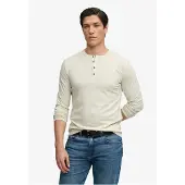 Superdry Slub Grandad Long Sleeve T-shirt Beige L Homme